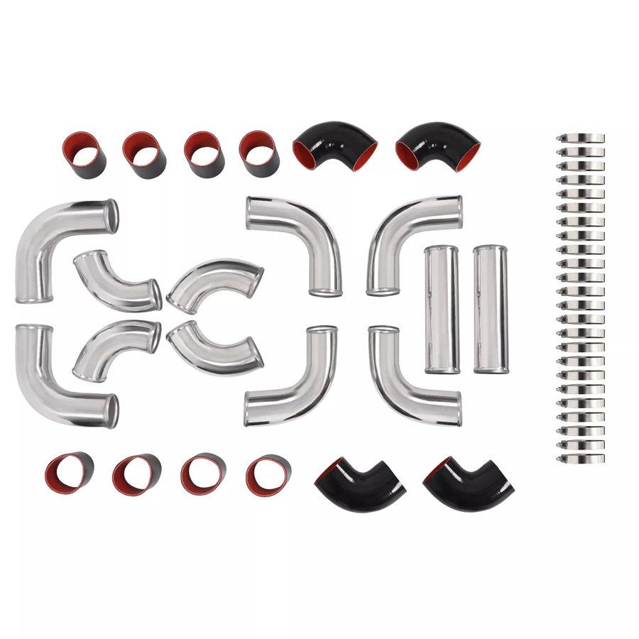 12Pcs 3 Inches Universal Aluminium Intercooler Piping+Silicone Coupler+Clamp Kit-junior