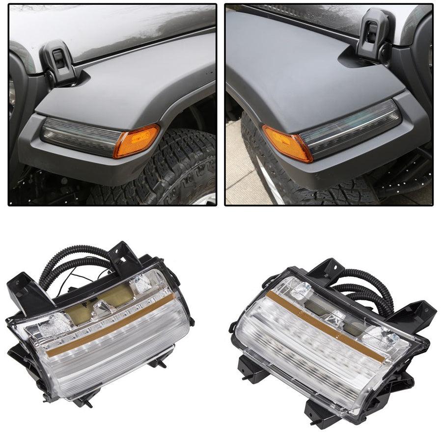 YIKATOO® Front Fender Flare Wheel Eyebrow Lights For 2018-2020 Jeep Wrangler JL -junior