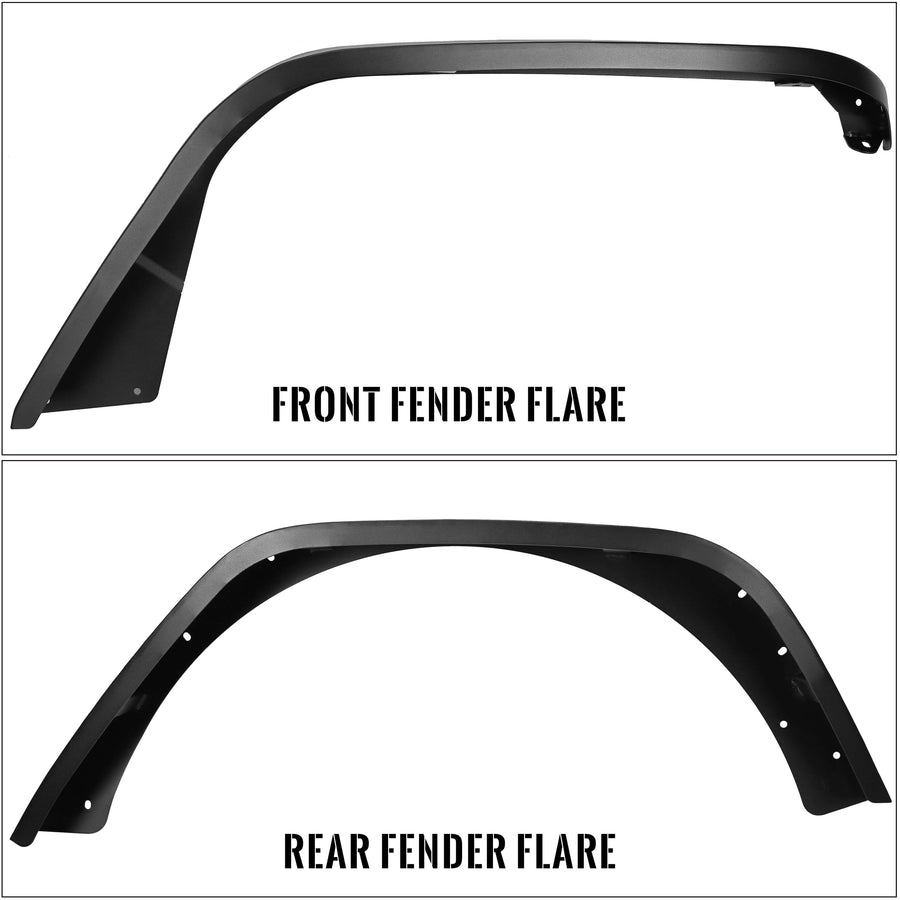 YIKATOO® Flat Fender Flares for 2018-2023 Jeep Wrangler JL & JL Unlimited 2 Door & 4 Door - junior