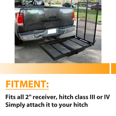 HECASA Folding Carrier Hitch Scooter and Wheelchair Carrier 500lbs Mounted Cargo Rack with Loading Ramp