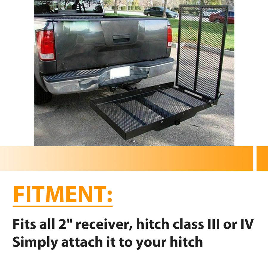 HECASA Folding Carrier Hitch Scooter and Wheelchair Carrier 500lbs Mounted Cargo Rack with Loading Ramp